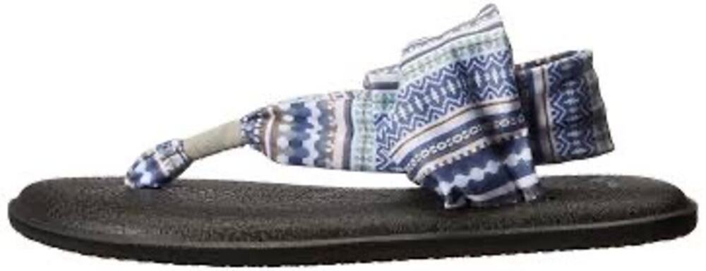 NEW Sanuk Women's Yoga Sling 2 Blue Print Flip Flop Sandals Size 7 Granola NWOB